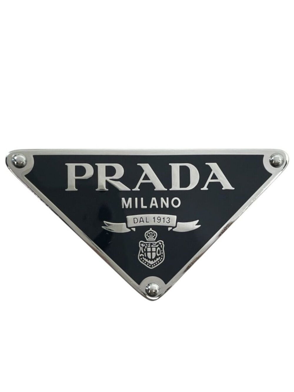 Prada Belt Buckle Triangle Logo Metal Silver Black